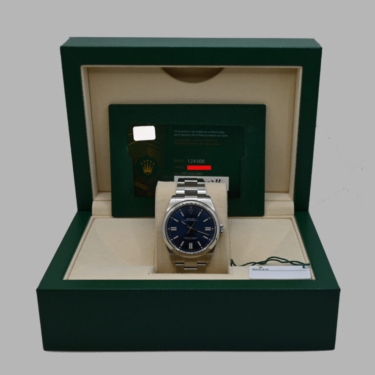 12 rolex oyster perpetual azul 124300 41mm 9449